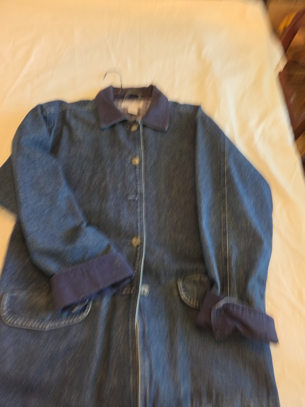Cherokee Ladies Blue Cotton Jean Jacket with Plaid Flannel Lining